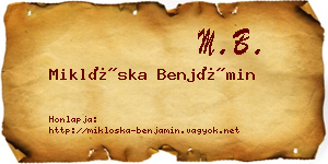 Miklóska Benjámin névjegykártya